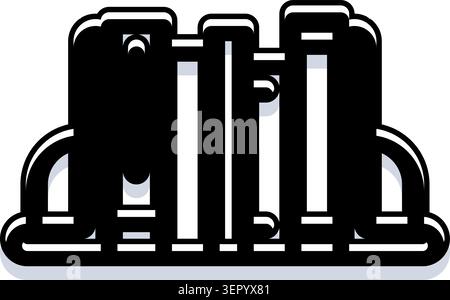 Système de pipelines industriels avec plusieurs réservoirs et tuyaux connectés formant un élément graphique abstrait noir et blanc, illustrant les concepts de l'énergie Illustration de Vecteur