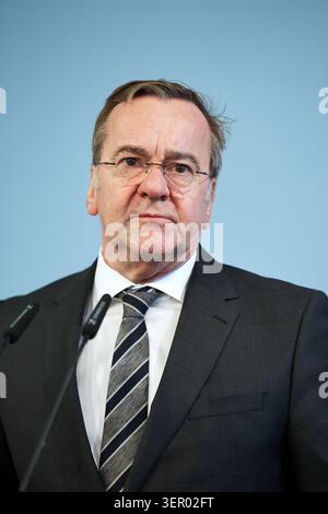 16.03.2026, Allemagne, Berlin, Berlin - le ministre fédéral de la Défense Boris Pistorius lors d'une conférence de presse à son ministère. L'occasion est l'inauguration Banque D'Images