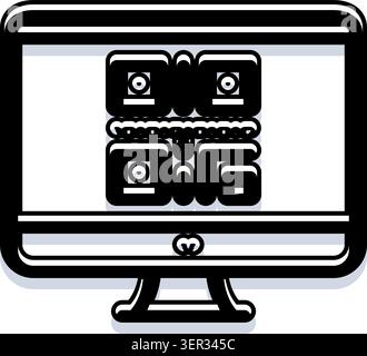Moniteur d'ordinateur affichant un code qr à l'écran, symbolisant l'information numérique, la numérisation rapide des données et la connexion sécurisée de l'appareil pour l'accès Web, les applications, o Illustration de Vecteur