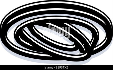 Conception abstraite avec plusieurs anneaux tourbillonnants noirs et blancs créant un motif dynamique et entrelacé, transmettant des concepts de mouvement, d'énergie et Illustration de Vecteur