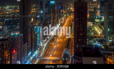Dubaï, Émirats arabes Unis - vue aérienne de Shaikh Zayed Road Dubaï Banque D'Images