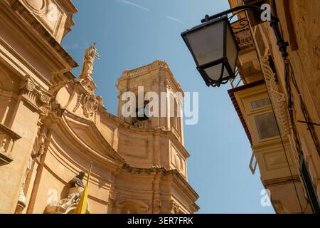 Malte, la Valette, Merchants Street, Basilique Saint Dominique et Porto Salvo, Eglise notre-Dame des Havres de foire Banque D'Images