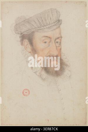 Portrait dessiné de Maximilien II, empereur du Royaume germanique, créé en 1540 et attribué à un artiste allemand anonyme, présente une ressemblance impériale formelle associée aux traditions de portrait de la cour européenne du XVIe siècle conservées dans un album de portraits. Banque D'Images
