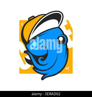 Modern Octopus Squid Tentacles logo dans un style simple minimaliste d'art au trait monoline contour, élégant logo géométrique Octopus Vector Banque D'Images
