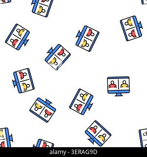 illustration de signe d'écran d'ordinateur d'appel vidéo en ligne de vecteur d'écran d'ordinateur d'appel vidéo sans couture Illustration de Vecteur