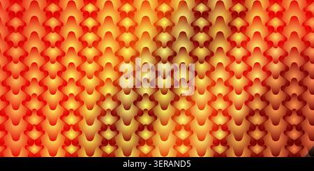 Un fond abstrait moderne avec un motif d'échelle géométrique imbriqué dans des dégradés de rouge vif, orange et jaune. Banque D'Images