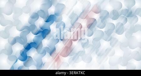 Un fond abstrait doux avec un motif de formes arrondies avec de subtiles lumières bleues et roses, créant un effet rêveur et éthérée. Banque D'Images