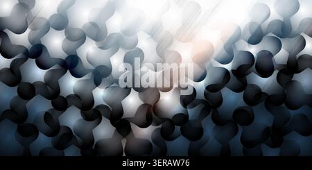 Fond abstrait avec un motif répétitif de formes organiques douces et arrondies dans des tons bleu foncé et gris avec des stries légères subtiles et des sons brillants Banque D'Images