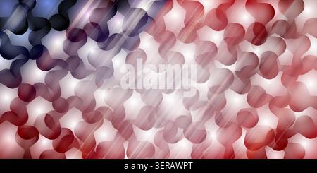 Un fond abstrait numérique avec un motif de forme organique répétitif, avec une palette de couleurs patriotiques de rouge, blanc et bleu avec des stries claires. Banque D'Images