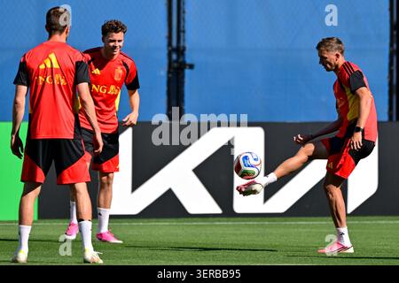 Seattle, États-Unis. 17 juin 2026. Le belge Timothy Castagne photographié lors d'un entraînement de l'équipe nationale belge de football Red Devils, au camp de base de Seattle, aux États-Unis, le mercredi 17 juin 2026, lors de la Coupe du monde de la FIFA 2026. BELGA PHOTO DIRK WAEM crédit : Belga News Agency/Alamy Live News Banque D'Images