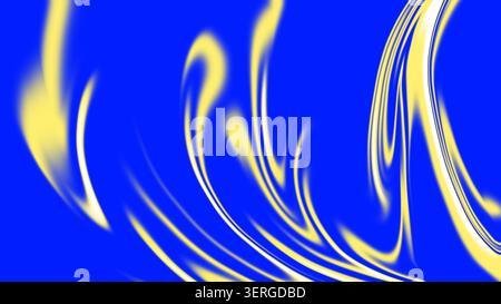 Fond bleu abstrait avec des lignes fluides jaunes dynamiques et des gradients Banque D'Images