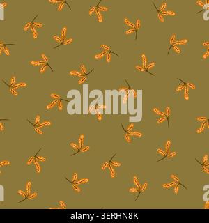 Motif de branche botanique orangé olive Illustration de Vecteur