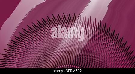 Une composition 3D abstraite magenta et violette vibrante avec une disposition radiale d'éléments pointus ressemblant à des pointes avec un arrière-plan fluide et fluide. Banque D'Images