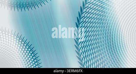 Un fond abstrait vibrant mettant en valeur des structures géométriques radiales complexes et des lignes diagonales fluides dans différentes nuances de bleu et de sarcelle. Banque D'Images