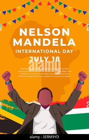 joyeux nelson mandela jour illustration d'affiche dans un style plat Illustration de Vecteur