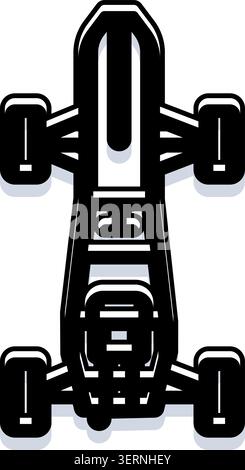 Illustration vectorielle minimaliste représentant une voiture de course d'un point de vue descendant, mettant en évidence la vitesse et la compétition de sport automobile avec un graphique élégant Illustration de Vecteur