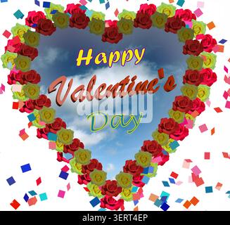 Concept de la Saint-Valentin, coeur rose rouge et jaune Banque D'Images