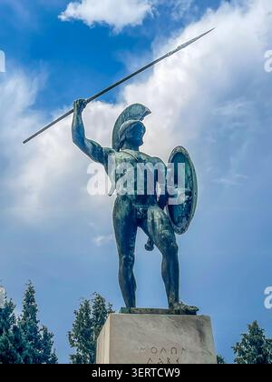 Thermopyles, Grèce - 23 juillet 2024 : le Mémorial de Léonidas et des 300 Spartiates dans Thermopyles est un hommage poignant à la bravoure d'un ancien f Banque D'Images