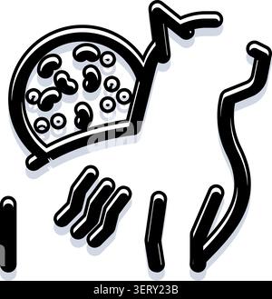Illustration abstraite en noir et blanc représentant divers organismes microbiens comme les bactéries et les virus, formant une icône conceptuelle pour la biologie et le scien Illustration de Vecteur