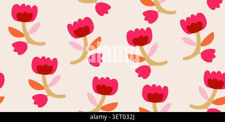 Motif floral scandinave sans couture dans des tons chauds beige et rose. Illustration vectorielle Illustration de Vecteur