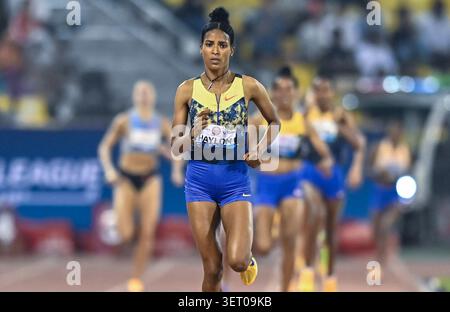 Doha. 19 juin 2026. Birke Haylom, éthiopienne, participe à la finale du 1500 m féminin à la World Athletics Diamond League 2026 à Doha, Qatar, le 19 juin 2026. Crédit : Nikku/Xinhua/Alamy Live News Banque D'Images