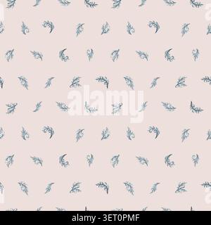 Motif délicat sans couture avec de petites feuilles ornementales aquarellées disposées en répétition structurée. Design compagnon élégant pour la papeterie de luxe Banque D'Images