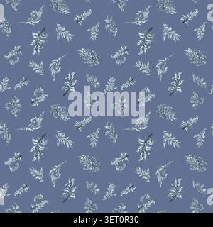 Motif sans couture élégant en aquarelle présentant des feuilles ornementales dispersées dans un arrangement naturel fluide. Idéal pour papier peint, textiles, branding Banque D'Images