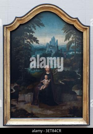 Le reste sur la fuite en Egypte par Adriaen Isenbrant, vers 1530-1540. Peinture à l'huile religieuse de la Renaissance exposée à l'Alte Pinakothek à muni Banque D'Images