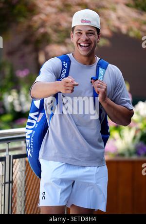 Ben Shelton des États-Unis au All England Lawn Tennis and Croquet Club, Londres. Date de la photo : lundi 22 juin 2026. Banque D'Images