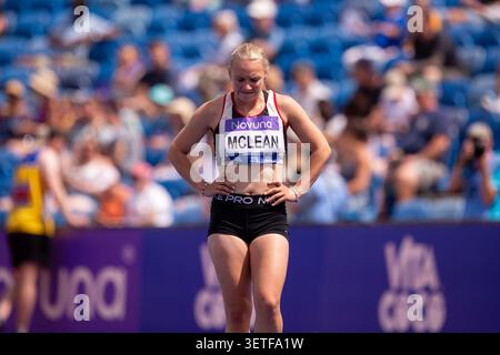 Birmingham, Royaume-Uni. 21 juin 2026. Hayley McLean devant la finale du 400m haies féminin aux Championnats britanniques d'athlétisme au Alexander Stadium de Birmingham le 21 juin 2026. Crédit : SPP Sport Press photo. /Alamy Live News Banque D'Images