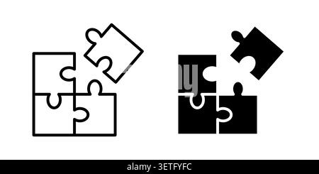 Jeu de vecteur silhouette d'icône de pièces de puzzle. paquet de lignes fines. Illustration de Vecteur