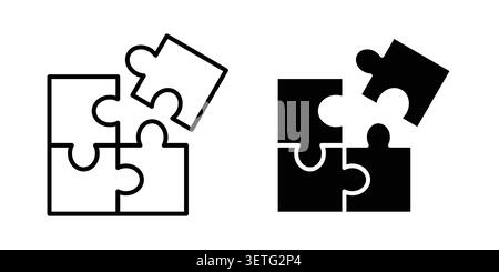 Jeu de vecteur silhouette d'icône de pièces de puzzle. paquet de lignes fines. Illustration de Vecteur