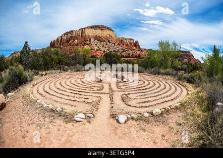 Ghost Ranch Chartres labyrinthe. Nouveau Mexique, États-Unis Banque D'Images