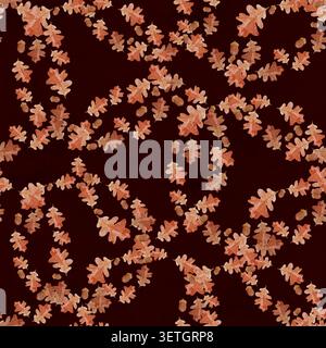 Motif sans couture aquarelle avec des feuilles de chêne d'automne et des glands sur fond texturé foncé. Design d'automne peint à la main dans des couleurs terreuses chaudes pour le tissu Banque D'Images