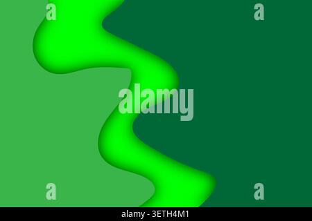 Lignes ondulées fluides abstraites dans des tons verts contrastés. Les formes organiques créent une texture lisse et superposée. Design contemporain, flux naturel, BA artistique Illustration de Vecteur