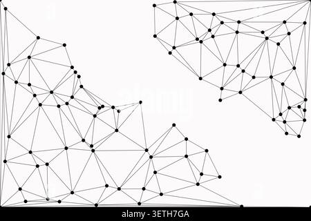 Le réseau géométrique abstrait comporte des lignes et des points noirs connectés, créant une structure numérique sur un fond blanc propre, symbolisant la commu moderne Illustration de Vecteur