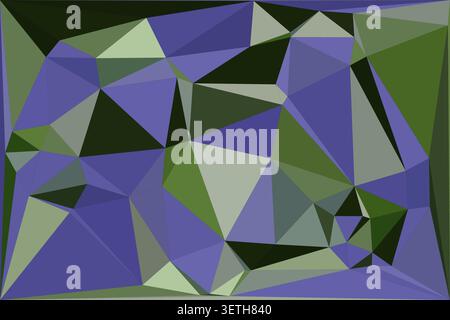 Design minimaliste en poly bas utilisant des triangles violet lavande et vert foncé. Composition harmonieuse de couleurs froides créant une fouille apaisante et professionnelle Illustration de Vecteur