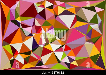 Composition dynamique low poly avec des tons chauds et froids, des formes cristallines à multiples facettes créent une texture kaléidoscopique complexe, artistique numérique a Illustration de Vecteur
