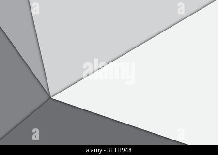 Le fond géométrique moderne présente des formes triangulaires nettes qui se chevauchent dans différentes nuances de gris et de blanc. La conception crée un environnement propre, dynamique et Illustration de Vecteur
