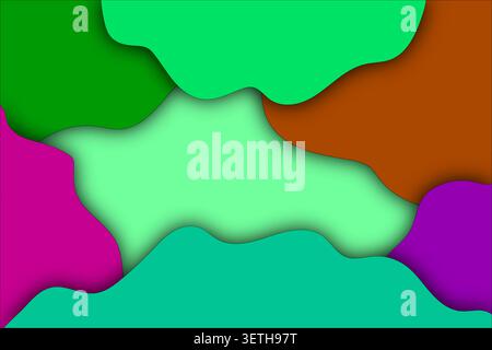 Fond abstrait vibrant. Formes organiques en vert, marron, magenta, violet et sarcelle. Les ombres douces créent de la profondeur. Illustration de Vecteur