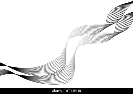 Lignes d'ondes dynamiques avec un dégradé violet sur fond blanc, créant un design abstrait moderne pour divers projets créatifs Illustration de Vecteur