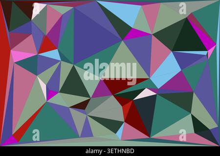 Composition de mosaïque vive contenant divers ensembles de formes polygonales dans des couleurs rose vert violet et rouge fournissant une surface texturée riche pour textile pr Illustration de Vecteur