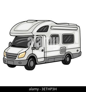 Illustration vectorielle blanche de camping-car RV, isolée sur fond blanc Illustration de Vecteur