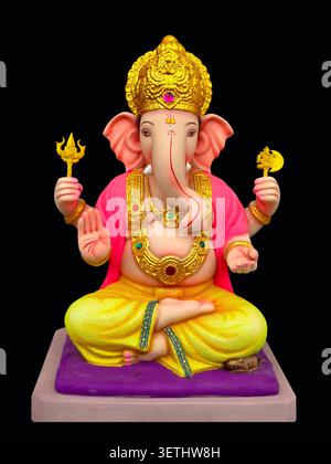 Dieu hindou Ganesha sur fond coloré photo stock Banque D'Images