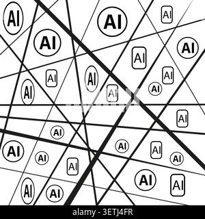 Réseau d'intelligence artificielle avec vecteur de connexions complexes. Le graphique prend en charge les présentations technologiques et les articles d'apprentissage automatique. SPE 10. Illustration de Vecteur