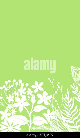 Cadre floral vert délicat avec des fleurs blanches pissenlit. Dessiné à la main. Pas ai, illustration vectorielle. Illustration de Vecteur