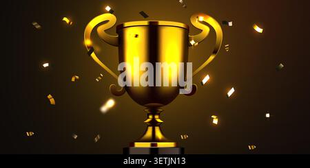 Coupe trophée du vainqueur d'or avec confettis tombant. Un symbole de victoire et de succès pour votre design. Illustration vectorielle Illustration de Vecteur