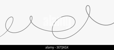 Une ligne de câble ondulée noire, contour ondulé et sinueux. Elément long irrégulier Wiggly isolé sur fond gris, illustration vectorielle. Illustration de Vecteur