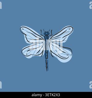Collection d'illustration graphique vectorielle abstraite dessinée à la main avec mignon, stylisé libellule insecte bug.Trendy Modern Wild nature design concept sketch Illustration de Vecteur