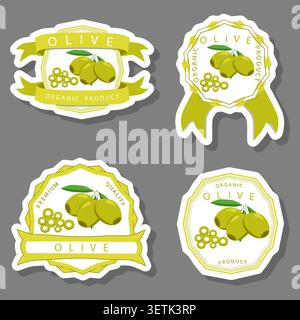 Illustration sur le thème des baies de l'ensemble olive délicieuse juteuse de différentes tailles, olive de baies composée d'aliments biologiques juteux, olive de collection en b juteux Illustration de Vecteur